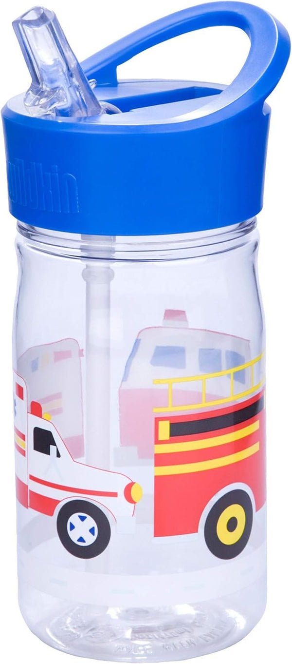 Wildkin Kids 16 Oz Water Bottle with Straw Lid & Handle, Easy to Clean, Ideal for School & Travel - Heroes