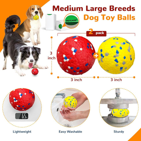 2 Pack Dog Balls, Upgraded Indestructible Toys for Aggressive Chewers, Tough Bouncy Tennis Balls for Large Breeds