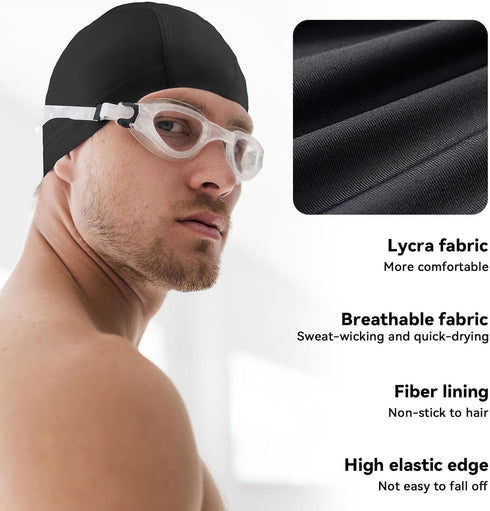 Swim Cap for Adult Men Women, High Stretch Lycra Fabric Swimming Cap, Non-Waterproof