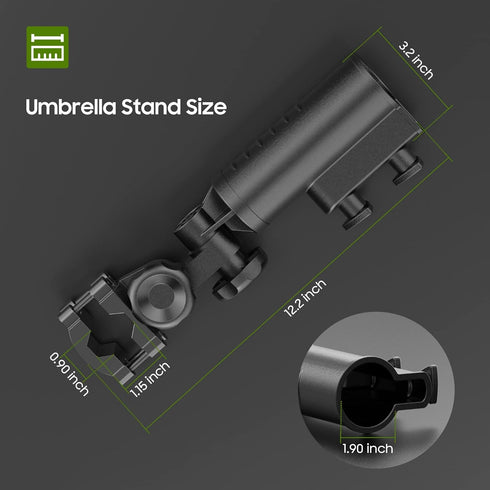 Golf Push Cart Umbrella Holder - Heavy Duty Aluminium Alloy Base, Universal Holder for Golf Cart, Strollers, Bike