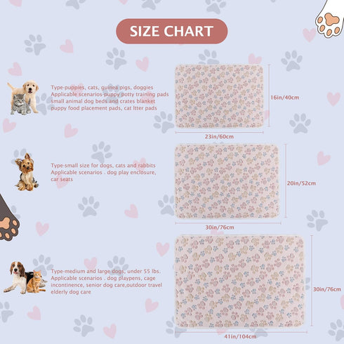 BVAGSS 6 Pack Small Dog Blanket, Super Soft Warm Pet Cover Blankets, Paw Print Puppy Fleece Flannel Blanket for Small