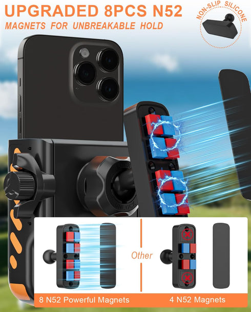 WLLNEE Magnet/360 Rotatable/1s Magnetic Golf Cart Phone Holder Mount Compatible with iPhone/Galaxy/Google Pixel, Fits