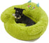 Jiupety Cute Calming Dog and Cat Bed, Indoor High Bolster Donut Dog Beds, Plush Cuddler Bed (L, 27"x27"x14") Green