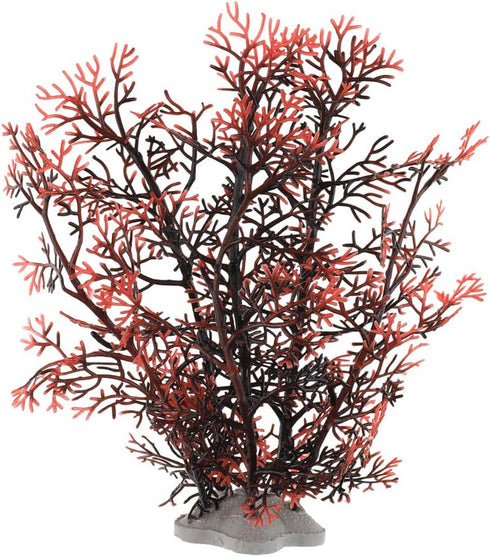 JIH 8 inch 2 Aquarium Decor Plastic Plant Small,Fish Tank Decoration Ornament Artificial Plants (Dark Red Pcs)