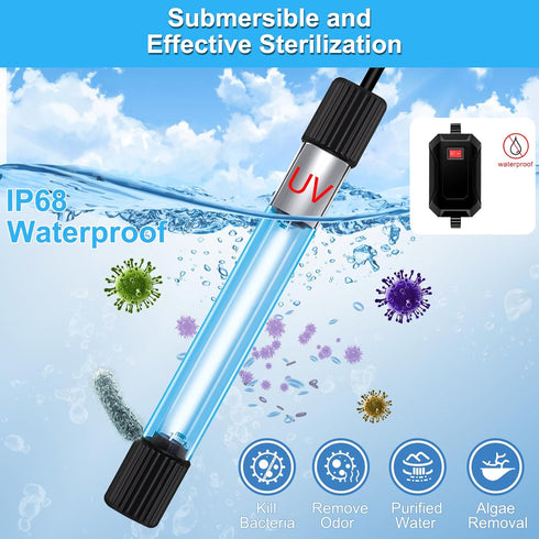3 W Mini & 13W Submersible Aquarium Clean Light, Waterproof Clean Lamp for Pond, Swimming Pool, Indoor (13W)