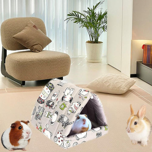 Deofun Cozy Chinchillas, (6.8"x7.4") Cotton Tent for Small Animals - Guinea Pig Hideout, Hamster Bed, Portable House