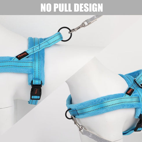 Didog Soft Flannel Padded Dog Vest Harness, No Pull Reflective Strap Harness, Easy for Training Walking (M)