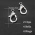 4 Sets Cat Bell for Dog Collar Charm, 2 Pack Stainless Steel Dog Tag Clips, 2 X-Small Pink
