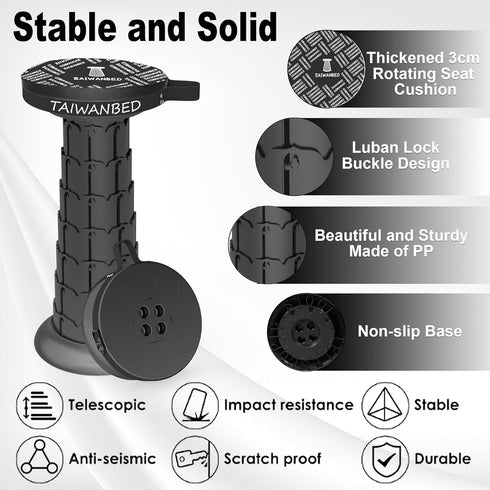 2026 52cm 550Ib Upgraded Taller Collapsible Stool with Cushion,Portable Seat,Telescoping Stools,Adujstable Camping