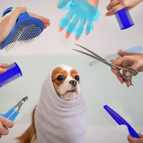 7-Piece Small Pet Grooming Kit with Brush, Nail Clippers, and Adjustable Strap for Rabbits, Hamsters, Guinea Pigs