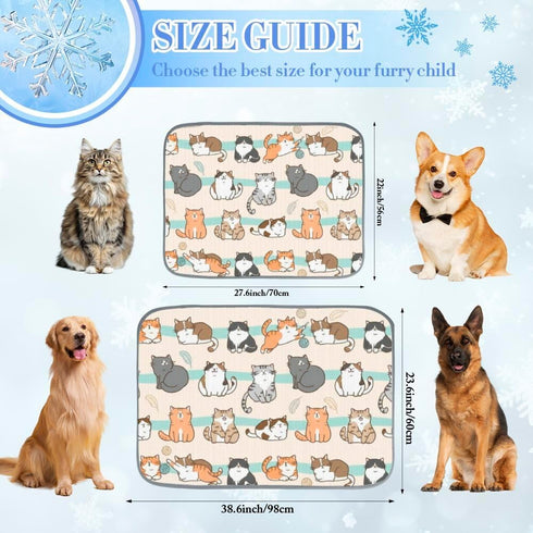 imiBBWQu Summer 27" 22" Dog Cooling Mat Floral Cute Cats Grey Pet Cooling Pad Washable Dog Ice Pad Bed Orthopedic Beds