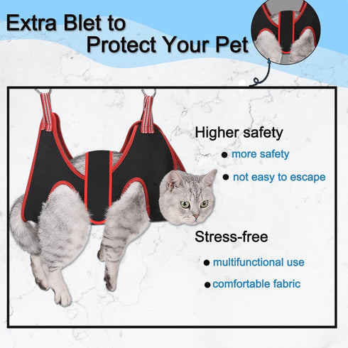 Cat Grooming Hammock Harness for Small Dogs, Pet Restraint Bag for Nail and Ear Care, XS Size