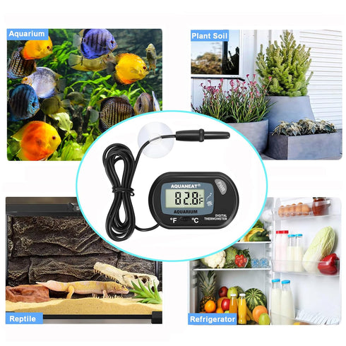 AQUANEAT 2 Pack Aquarium Thermometer, Digital Fish Tank Thermometer with LCD Display