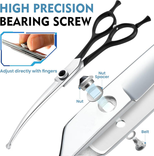 6.5" Downward Curved Dog Grooming Scissors, Safety Round Tips Shears for Grooming Face and Paws for Dogs & Cats