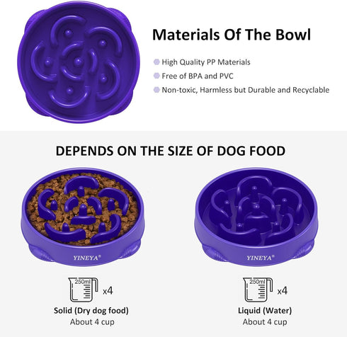 4 Cups Slow Feeder Dog Bowls for Large Breed, Dog Food Puzzle Feeder, Maze Bowl, Slow Eating Dog Puzzle Feeder