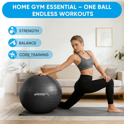 5 APEXUP Yoga Ball Exercise Ball Anti Slip Heavy Duty for Fitness, Balance & Core Workout, Balance Training, Pregnancy