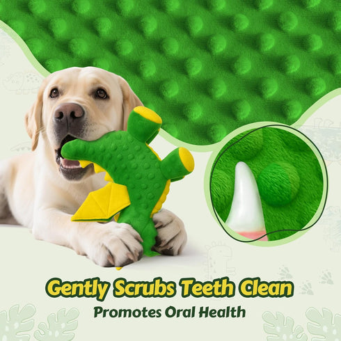 BBeary 5 (Green,10") Squeaky Dog Toys - Soft Plush Dragon Dog Toy with Squeakers & Crinkle Paper, Dog Toys for Small