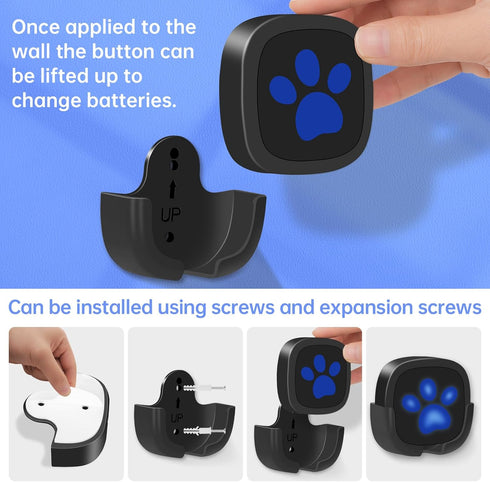 IP65 50 1000 Dog Door Bell for Potty Training, Wireless Dog Doorbell Ring to Go Outside, Waterproof Touch Buttons