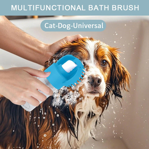 (6 Pcs) ELEGX Pet Grooming Bath Massage Brush with Soap and Shampoo Dispenser Soft Silicone Bristle for Long Short
