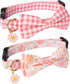 ADOGGYGO Pink Floral Dog Collar with Bow, Adjustable Pink Plaid Collars for Small Medium Large Girls Dogs (Medium, Pink)