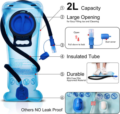 Hydration Pack, Insulated Hydration Backpack with 2L BPA Free Water Bladder for Hiking, Running, Camping