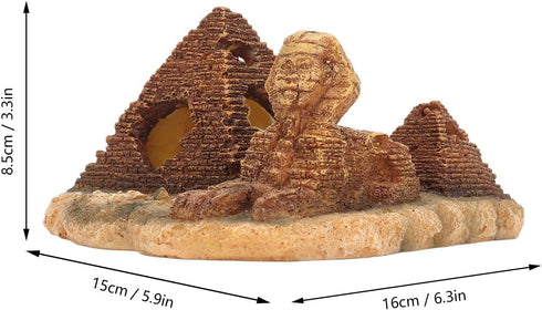 Aquarium Pyramid Decor, Resin Fish Tank Pyramid Hiding Cave for Fish Tank Ornament, Egyptian Aquarium Decorations Fish Tank Hideout Rocks