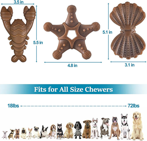 Dog Toys for Aggressive Chewers, Indestructible Chew Toys for Large Medium Small Breeds, 3 Pack