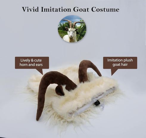 Funny Pet Reindeer Moose Costumes for Dog, Cute Furry Pet Wig for Halloween Christmas, Pet Clothing Accessories (Goat,
