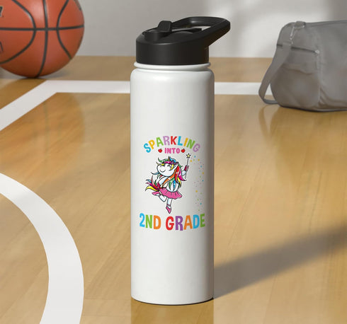 Sparkling Into 2nd Grade Back To School 2nd Insulated Water Bottle for Grade Adventures