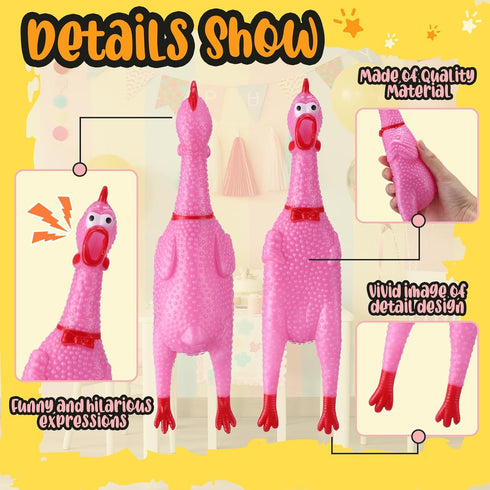 Honoson 32 12'' Pcs Rubber Chicken Dog Toy Squeeze Screaming Chicken Toy Novelty Squeaky Squawking Loud Noise Makers