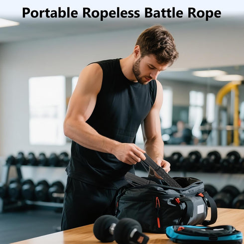 ASIEIT Upgraded Ropeless Battle Rope for Home Gym, Adjustable Weight Battle Ropes for Advanced Fitness Training