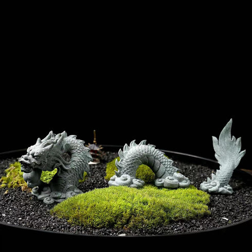 Sandstone Chinese Dragon Statue, Fish Tank Aquarium Decoration for Home Office Tabletop Decor