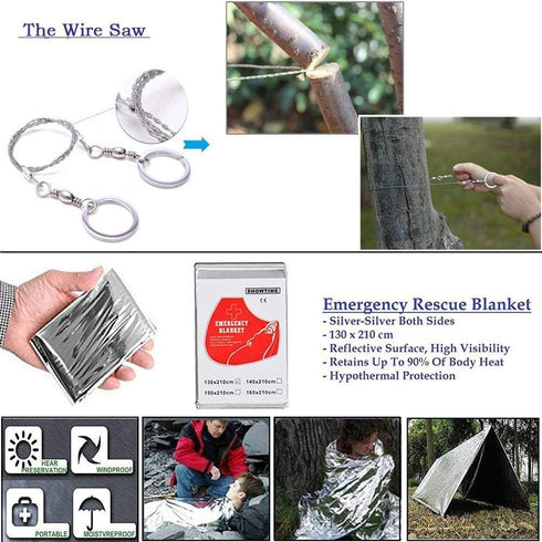 XUANLAN Emergency Survival Kit, Outdoor Gear Tool with Bracelet, Fire Starter, Whistle, Water Bottle Clip