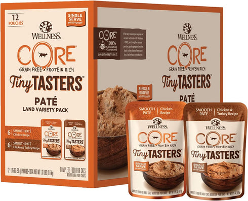 Wellness CORE Tiny Tasters Wet Cat Food Topper, Grain Free, Complete & Balanced Nutrition, 1.75 Ounce (Pack of 12)