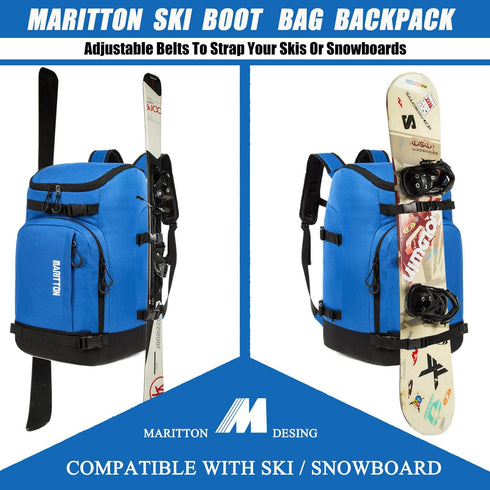 Ski Boot Bag for Travel, Fits Ski Boots, Snowboard Boots, Helmet, Goggles, Gloves, Skis, Snowboard & Accessories