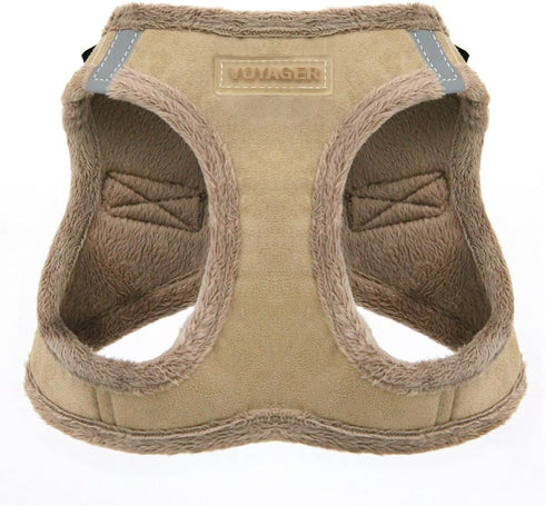 Voyager Step-In Plush Dog Harness, Soft Plush Vest for Small/Medium Dogs, Latte Suede, S