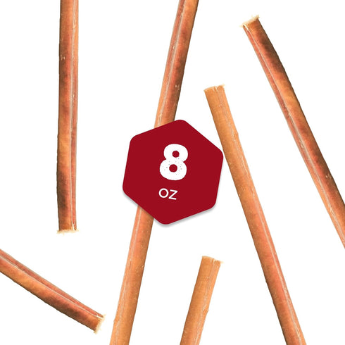 Best Bully Sticks for Dogs 12 Inch, 8oz - 100% Natural Grass-Fed Beef Chews for Medium/Large Dogs