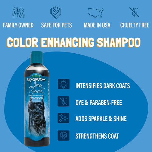 12 oz 1-Pack Bio-Groom Ultra-Black Dog Shampoo Color Enhancing Pet Shampoo, Dog Bathing Supplies, Puppy Wash, Dog