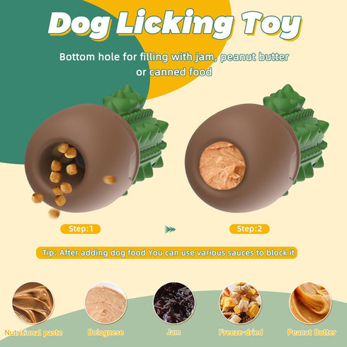 Dog Toys for Aggressive Chewers, Durable Beef Flavor Chew Toys for Medium Large Dogs, Cactus Toothbrush
