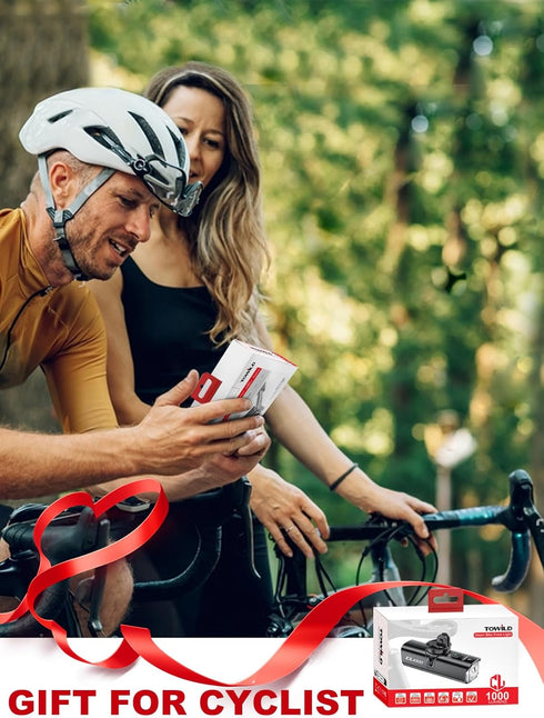 TOWILD Bike Lights for Night Riding, Waterproof Bike Front Light, Rechargeable Battery, Compatible with Garmin/GoPro