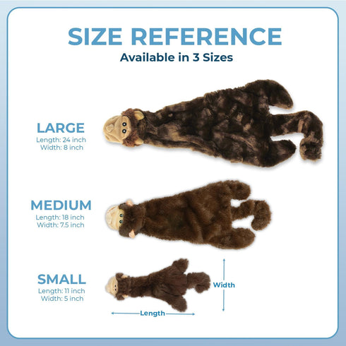 Best Pet Supplies 2-in-1 Stuffless Squeaky Dog Toy - Monkey, Large, Soft Durable Fabric
