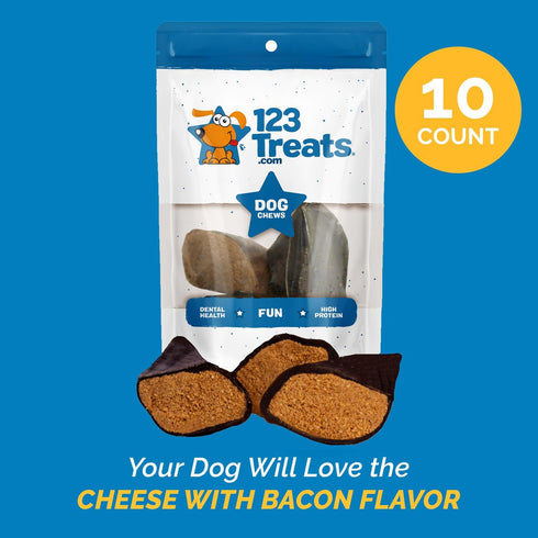 Filled Cow Hooves for Dogs, Stuffed Natural Beef Hoof Chews, Delicious Beef Flavor, Pack of 3 Count, Premium Brazilian