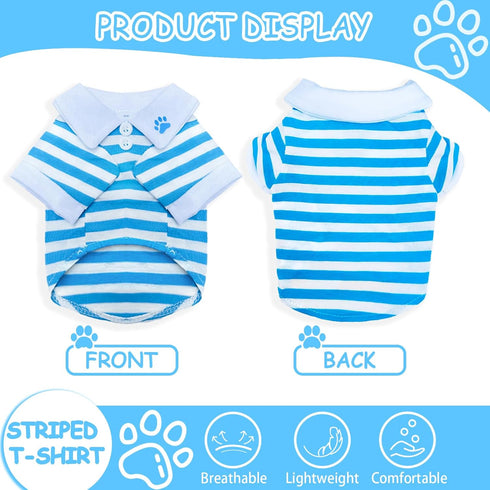 2 Pieces Dog Shirts for Small Dogs: Stripe Clothes for Spring Summer Chihuahua Yorkie - Soft Pet T-Shirt Extra Small