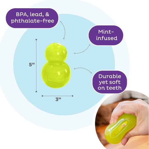 5-Inch Outward Hound Double-Tuff Stuffable Dog Toy, Large Green - Treat Dispensing Chew Ball for Medium to Large Dogs