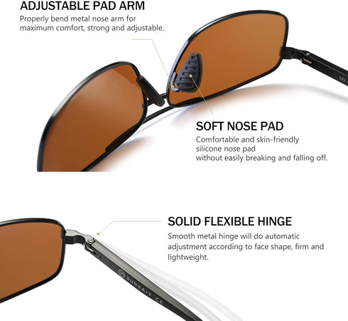 SUNGAIT Ultra Lightweight Rectangular Polarized Sunglasses with UV400 Protection