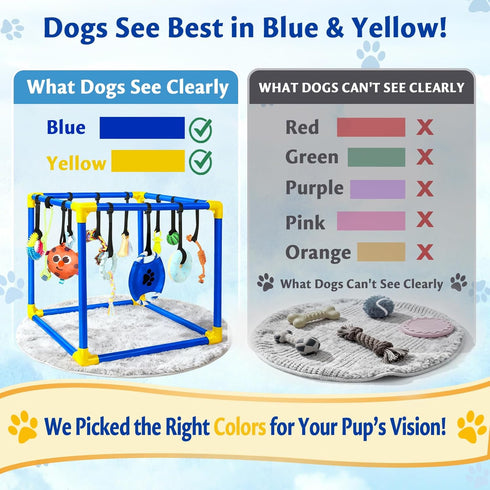 VYNALTIX 16 12 Toys+4 Puppy Play Gym with Toys, Removable Dog Enrichment Playground, Interactive Indoor Training