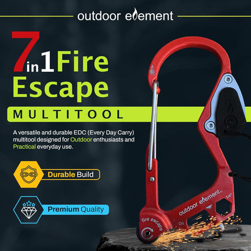 Fire Escape Emergency Tool, Multi Tool with Seatbelt Cutter, Window Breaker, Carabiner