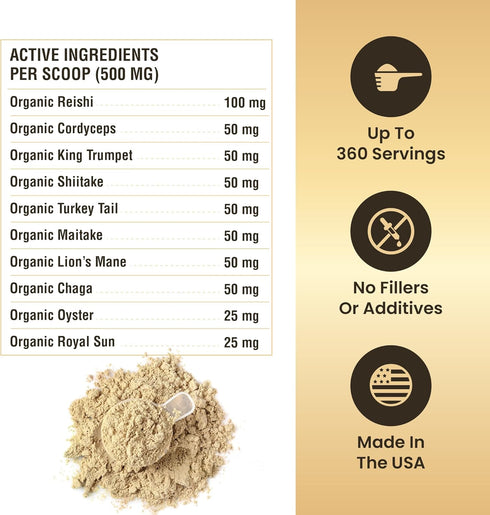 Immunity Immune 360 Mushroom Powder for Dogs & Cats - Organic Mushroom Complex for Support, Function, Cognition