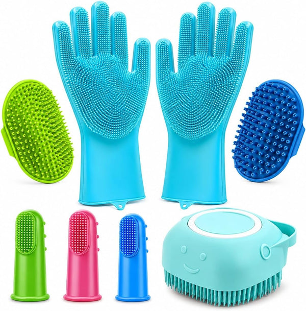 Kesarunique 8PCS Pet Grooming & Bathing Kit for Dogs & Cats, Dog Bathing