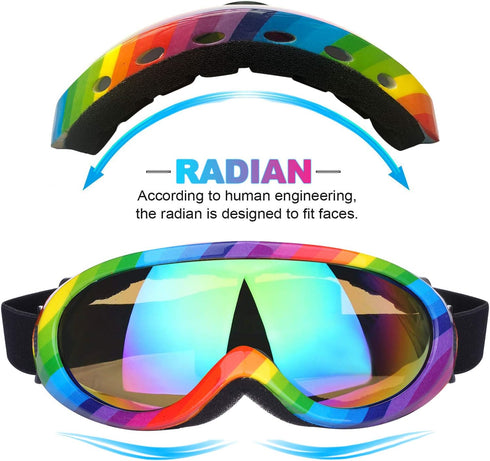 Ski Goggles, Pack of 2, Snowboard Goggles for Kids, Youth, Men